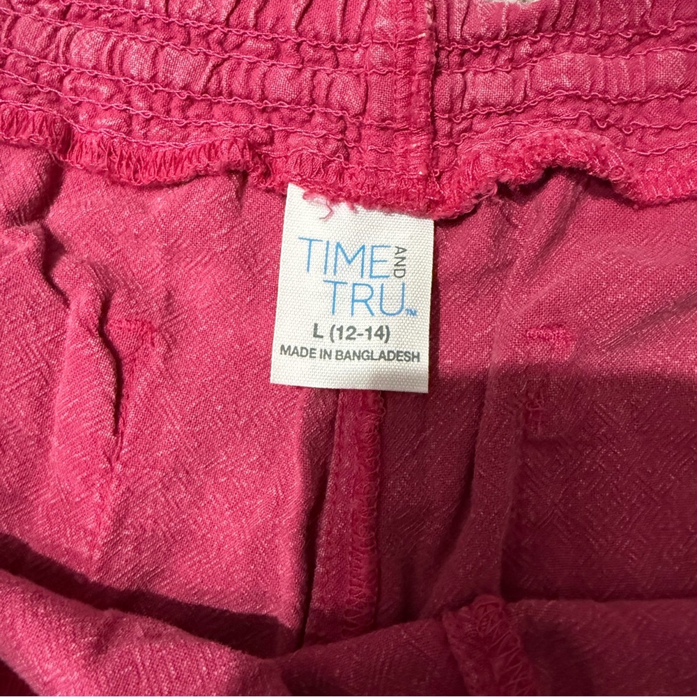 NWT Time and True Women’s Drawstring Shorts - hot pink wash, relaxed fit, size L - Picture 4 of 6